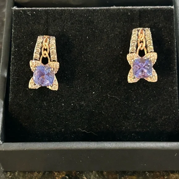 Tanzanite and Diamond Earrings - Picture 6 of 6